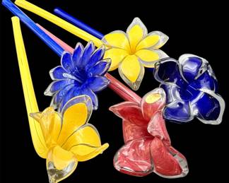 Murano Blown Glass Flowers