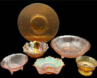 Pink Depression & Carnival Glass Lot