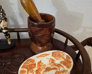 wooden mortar & pestal