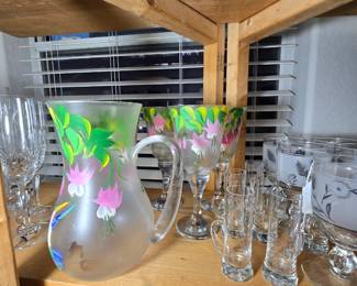 Hand Painted pitcher and glasses