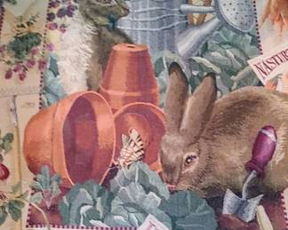 GORGEOUS BUNNY RABBITS IN GARDEN EASTER SPRING THROW KNIT BLANKET 50" x 60"