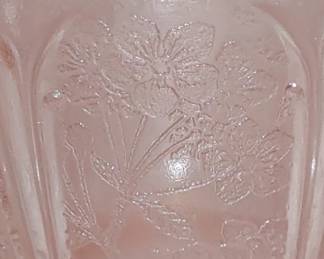 Pink Depression Glass Jeanette Cherry Blossom Sugar Bowl w/ Lid VGC