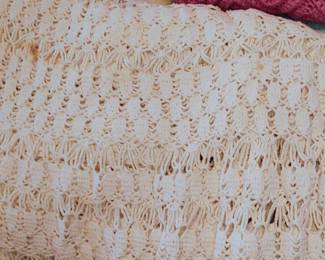 Round hand knitted tablecloth
