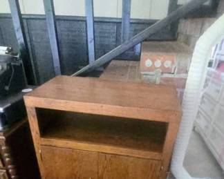 Solid wood handmade microwave stand could be used for something else