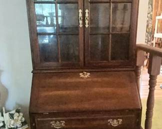 Mahogany Queen Anne Style Secretary with Key