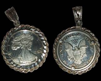 .999 Pure Silver Millennium Walking Liberty Eagle USA 2000 Coin w Rope Bezel
