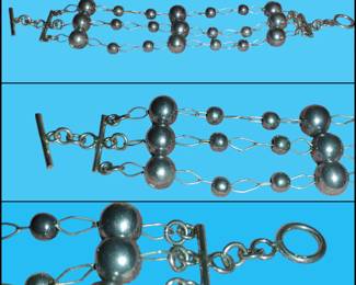 , beautiful vintage Italian sterling silver toggle bracelet
