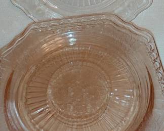 Set 5 open Rose dinner plates