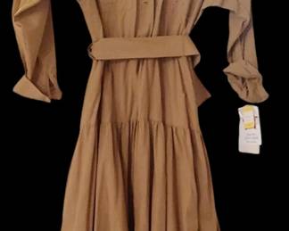 , 1990s heavy cotton Safari dress with embellishments on the front