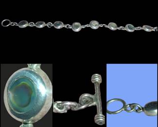 Beautiful mother of pearl sterling silver toggle bracelet