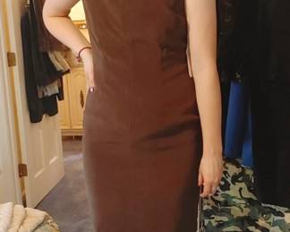 Stunning vintage Brown mini dress front zipper
