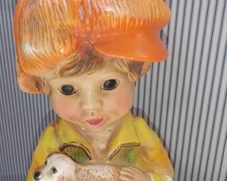 Vintage Universal Statuary Corp No. 293 Little Boy with Dog - 1974