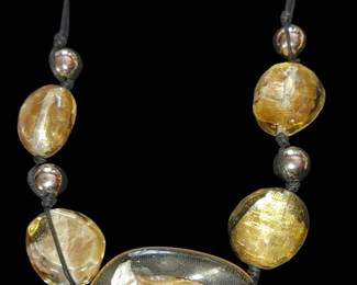 Lucite necklace with mica inside
