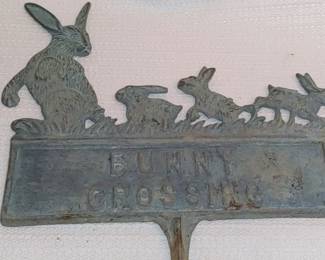 Antique cast iron bunny Crossing Garden