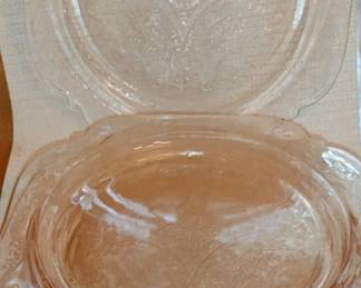 Set of 4 Indiana Glass RECOLLECTION PINK 10.25" Square Dinner Plate, Pink Pressed Glass