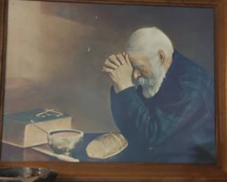 Eric Enstrom GRACE Old Man Praying Framed Picture Print Painting Wall Art