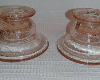 Madrid pink depression candle holders