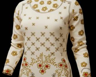 1970s Flower Power Armor Top by Devonette Polytron | 70s Beige Blouse
