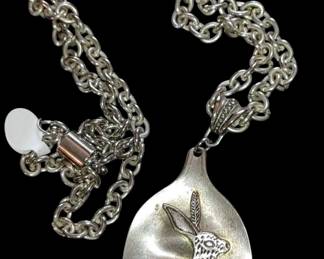 Pewter handmade bunny necklace