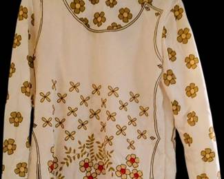 Fabulous collection of vintage clothes leftover inventory with tags from the dress shop1970s Flower Power Armor Top by Devonette Polytron | 70s Beige Blouse