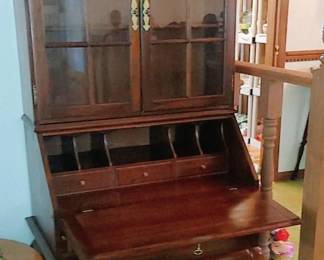 Freshly cleaned beautiful antique secretary Hutch by Crescent antiques