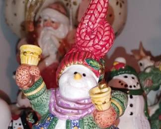 Fitz & Floyd ~ SNOWMAN JAMBOREE Bell Figurine 2004