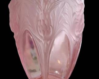 vintage French Art Deco Verlys pink glass lamp by Overlays originally was a vase now turned into a lamp