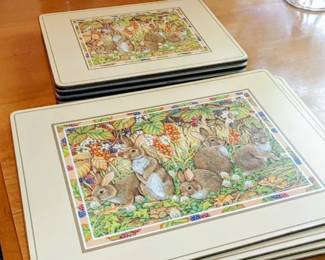 4 Bunny Rabbit Trivit Pads- Made in England PIMPERNAL & 4 placemats