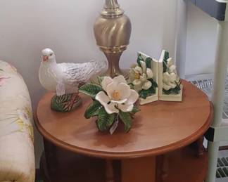 Mid-century modern round nutmeg Maple end tables