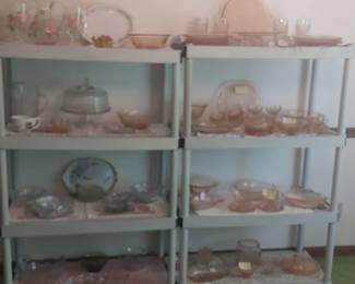 Tons of pink depression glass