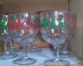Vintage Coca-Cola Mountain Dew and Pepsi Cola thumbprint goblet glasses