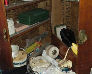 Antique Sewing Box - Sewing Supplies 