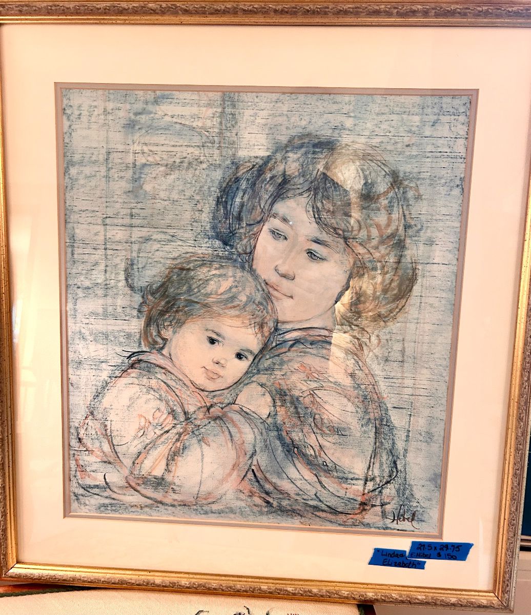HIBEL Linda & Elizabeth framed & matted 27.5” x 29.75” $150