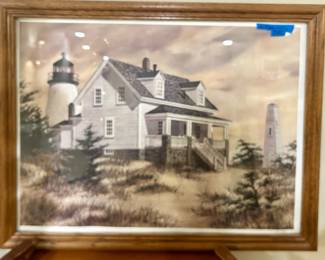 Door County Beach House signed lithograph 1182/1500 by Leslie Glasnap 26 x  20 framed $45
