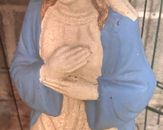 17.5”h cement Vntg praying Virgin Mary $50