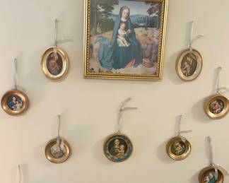Vintage small gold framed Virgin Mary w/ baby Jesus $15-$65 ea