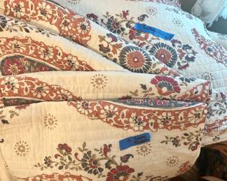 Full bed spread $25, 4 pillow shams at $5 ea