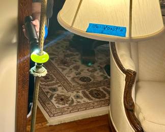  Uranium green glass  & brass Antique Floor lamp $250