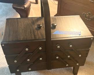 Singer antique accordion storage sewing box opens to 80” long x 17.5h $75