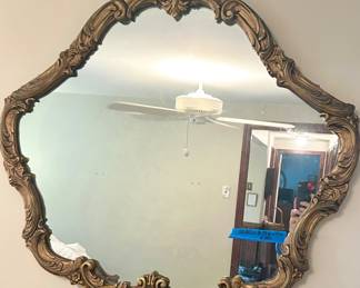 32”w x  31”h antique gold ornate framed Mirror $185