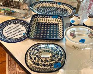 Blue & white Polish Pottery Cookware