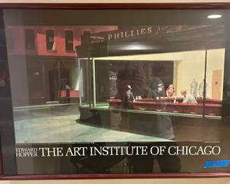 Hopper framed “Phillies Diner” Art Institute poster 36”w x 25”h $30