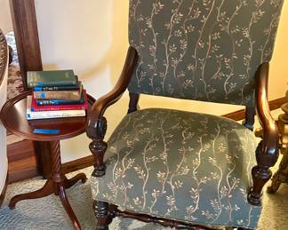 Upholstered seat & back wood leg & arm chair 24”w x 21”d x 17.5” floor to seat $165