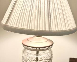 6.5” Rnd x17” h Crystal & Brass Glandore Biscuit Jar lamp $50