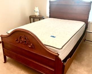 4 pc solid wood Antique Carved 54”w x 82”long Full Bed 4 sided Frame 72”h $450