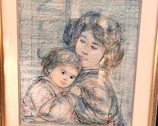 HIBEL Linda & Elizabeth framed & matted 27.5” x 29.75” $150