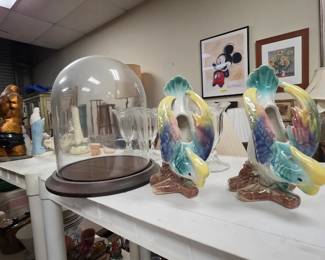 cloche, mid century bird wall pockets