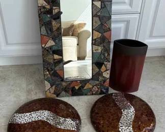 BE296Mosaic Mirror, Wall Decor  Vase
