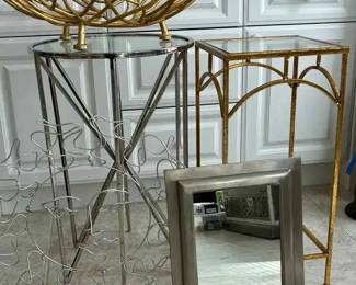 BE291Silver  Gold Toned Side Tables  Decor