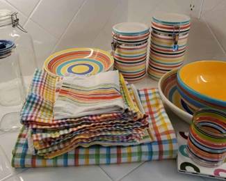 BE260Colorful Earthenware Bowls And More 